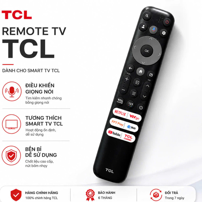 REMOTE ĐIỀU KHIỂN TIVI TCL GIỌNG NÓI VTVGO VN Đời mới - Remote tv TCL MICRO