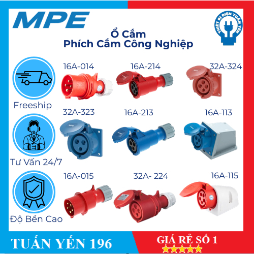 [MPE ] Ổ cắm, phích cắm công nghiệp MPE 16A & 32A dùng trong công trình, nhiều loại lựa chọn - Hàng 