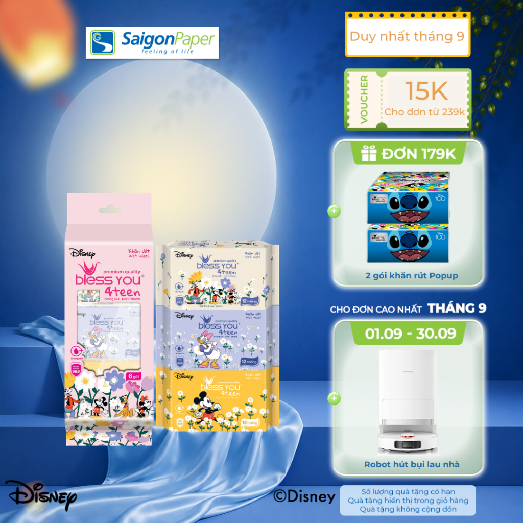 Lốc khăn Ướt Mini Bless You 4teen 12 tờ (6 gói/ lốc)