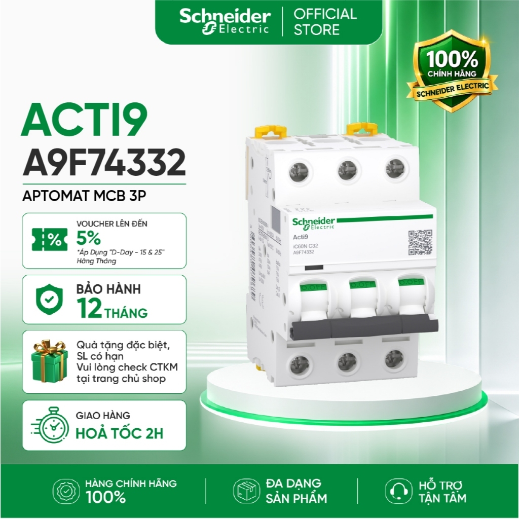 Aptomat MCB 3P 6kA iC60N Schneider A9F74306 A9F74310 A9F74316 A9F74320 A9F74325 A9F74332 A9F74340 A9
