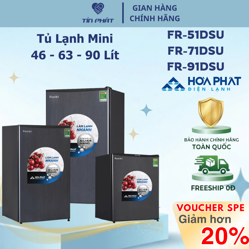 [Miễn phí giao lắp HN] Tủ lạnh mini Funiki FR-91DSU 90 lít/ FR-71DSU 63 lít/ FR -51DSU 46 lít- Hàng 