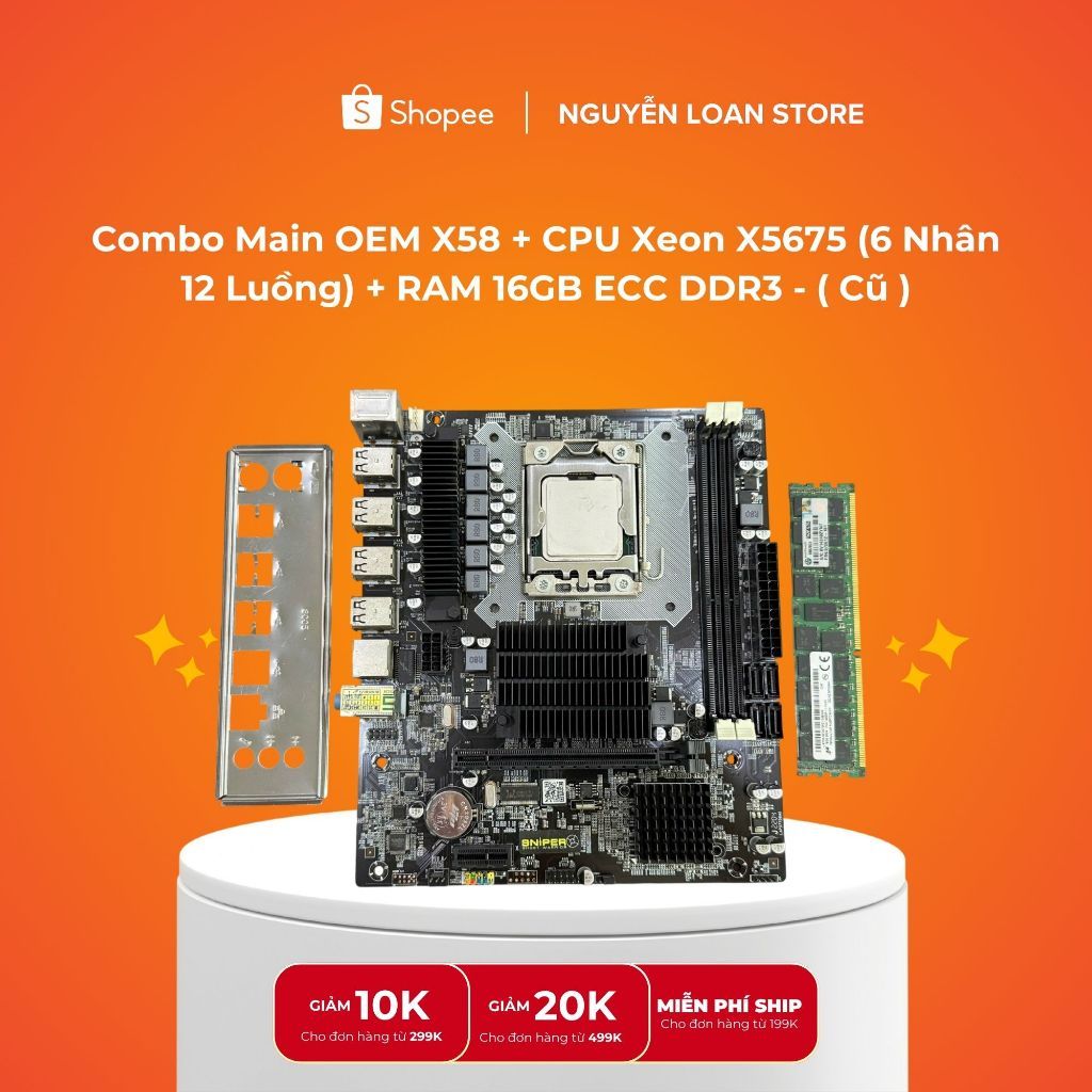 [Cày Giả Lập] Combo Main OEM X58 + CPU Xeon X5675 (6 Nhân 12 Luồng) + RAM 16GB ECC DDR3 (Chuyên Treo