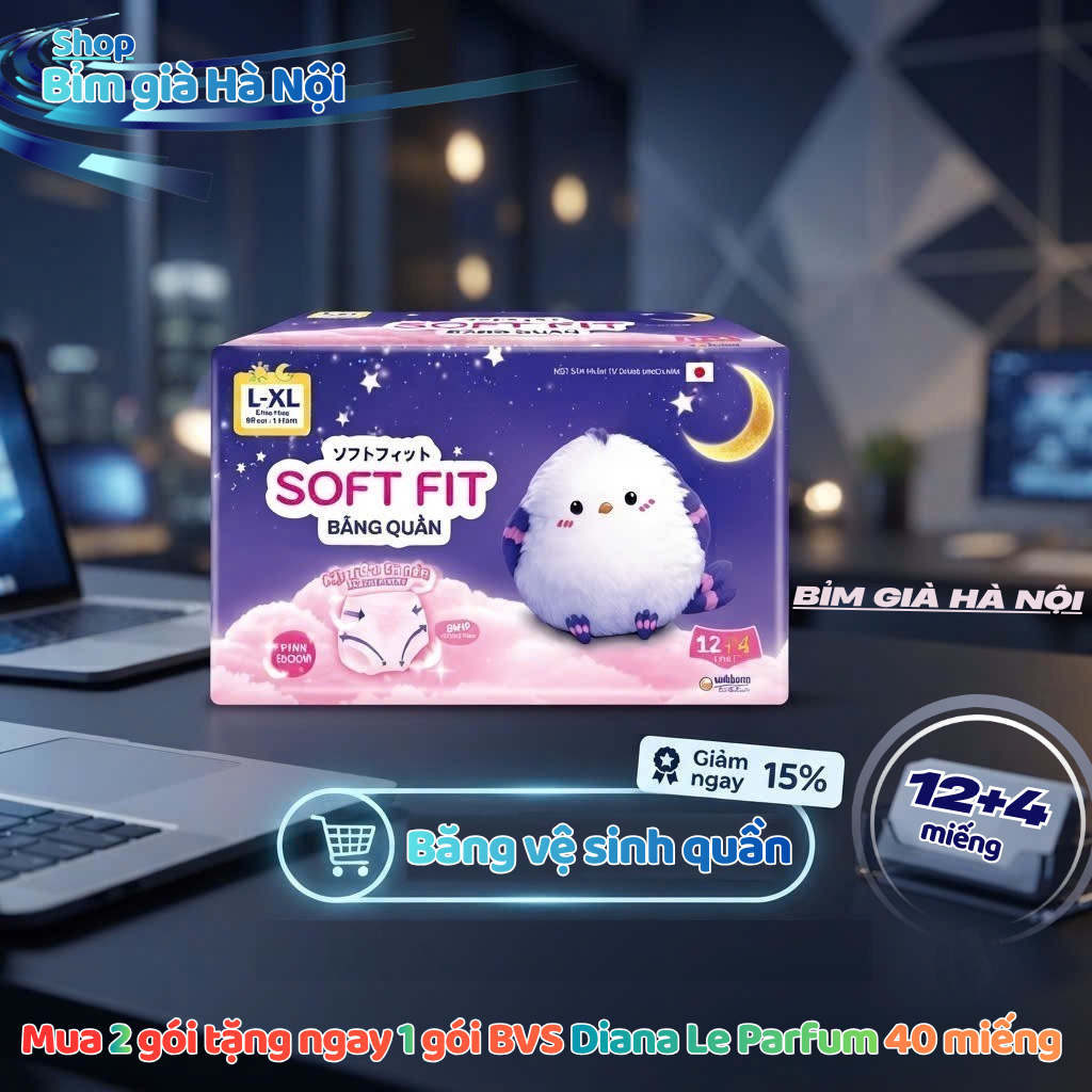 (Mua 2 tặng 1) Bvs quần SOFT FIT Diana 12+4 #SoftFit #diana Soft fit #băng quần diana #bvs quần #bvs