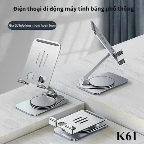 Giá đỡ điện thoại K61 hợp kim nhôm, có cao su đệm