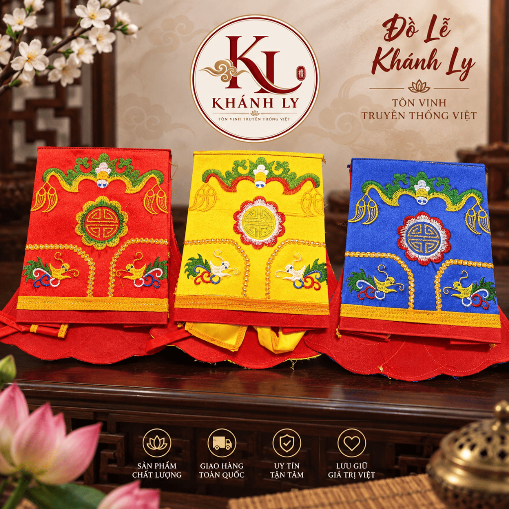 MŨ TẾ NAM QUAN ĐỒ LỄ KHÁNH LY– Mũ Tế Lễ Truyền Thống Việt Nam Thêu Đính Kết Nhiều Màu Đỏ Vàng Xanh