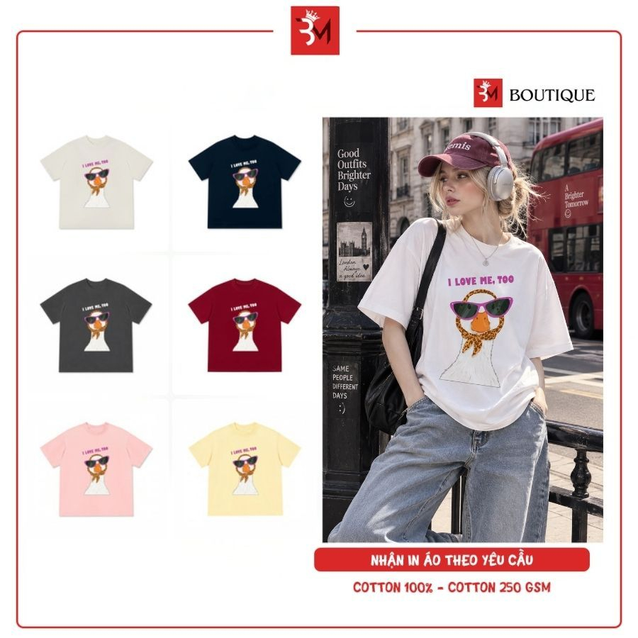 Áo Phông Vịt I Love Me, Too Form Unisex Nam Nữ Vải Cotton 250gsm Áo Thun Lady Duck 587607