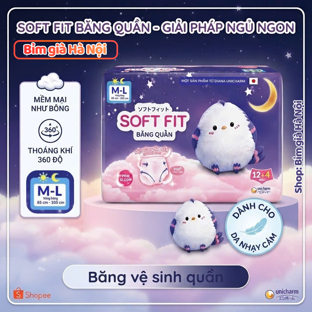 (Mua2 Tặng1) Bvs quần SOFT FIT Diana 12+4 miếng #băng quẩn #bvs quần #Băng quần soft Fit #diana #bvs