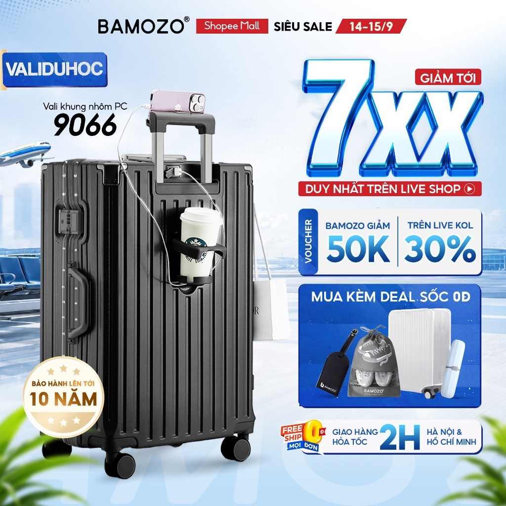 Vali Khung Nhôm B Bamozo 9066 Size 28 cao cấp siêu bền Bảo Hành 5 Năm - Lỗi 1 Đổi 1 Trong 30 Ngày_90