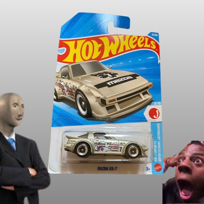 Phong1:64  Xe mô hình Hot Wheels MAZDA RX7 THỎ TRẮNG – basic case các mẫu năm 2026.