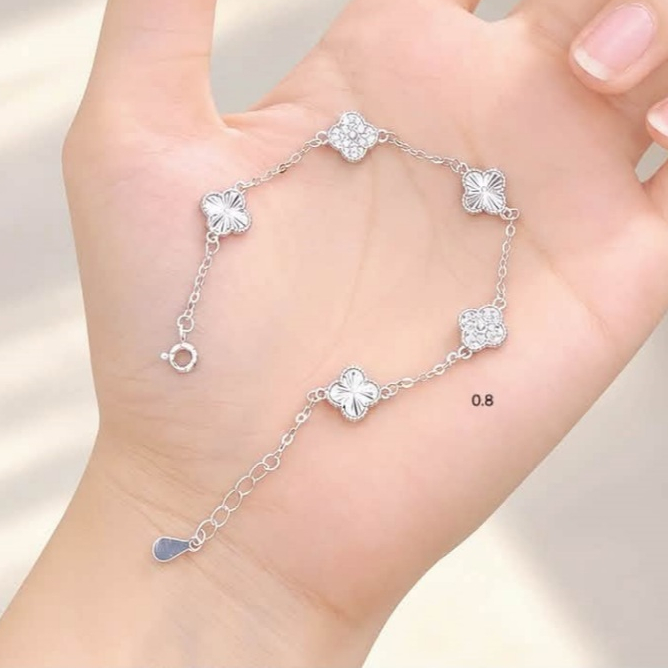 Lắc tay nữ bạc ta hoa phay mix mẫu mới