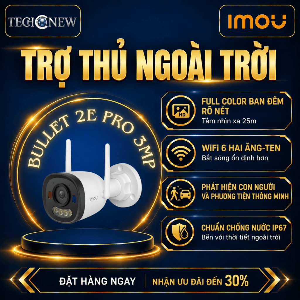 [ Giá Sỉ 6 chiếc F32FP 3MP] Camera Wifi Ngoài Trời IMOU F32FP 3MP (2K) - Thân Cố Định, Full Color Ba