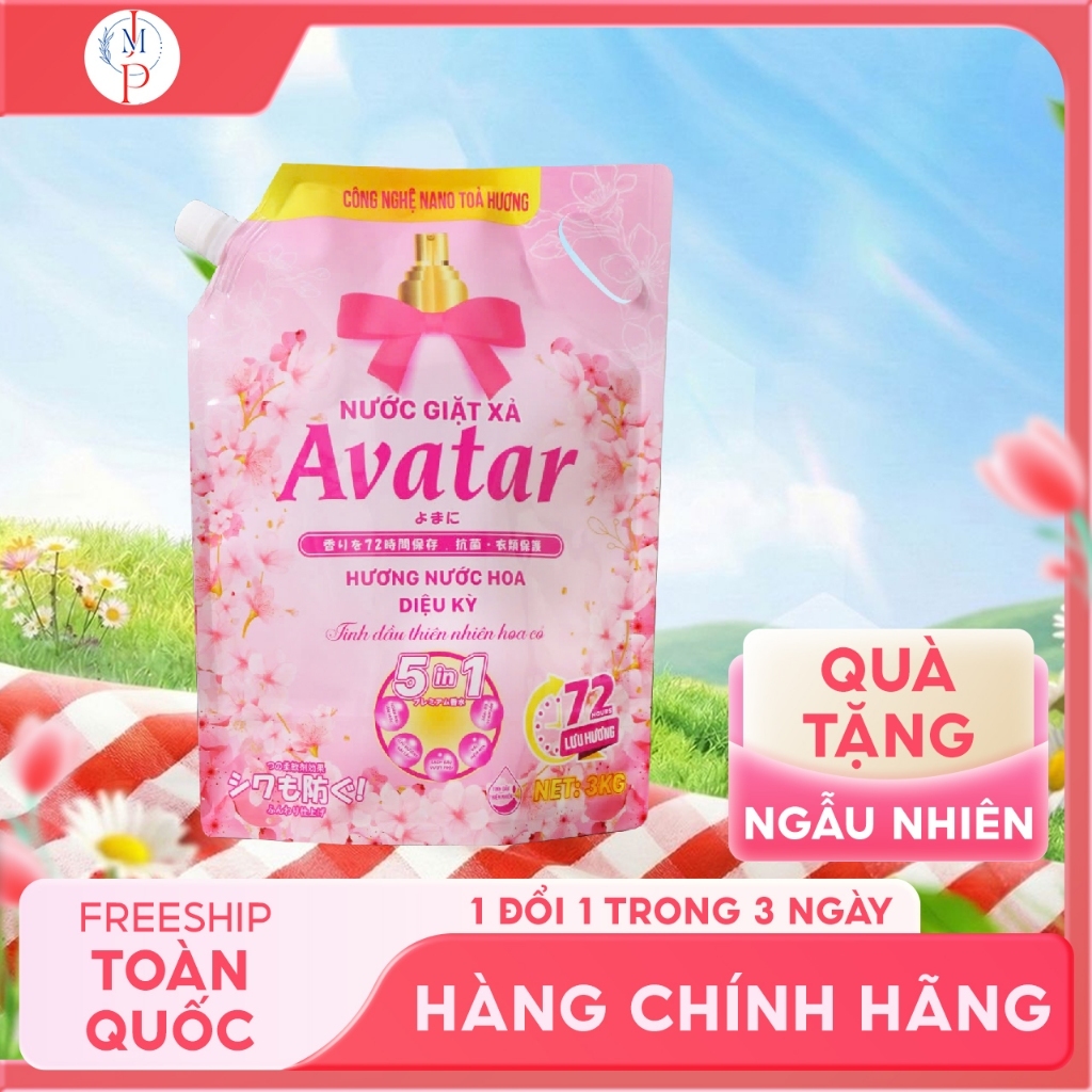 Nước Giặt Xả Avatar 5 Trong 1 Hương Hoa Cỏ (Túi 3kg)