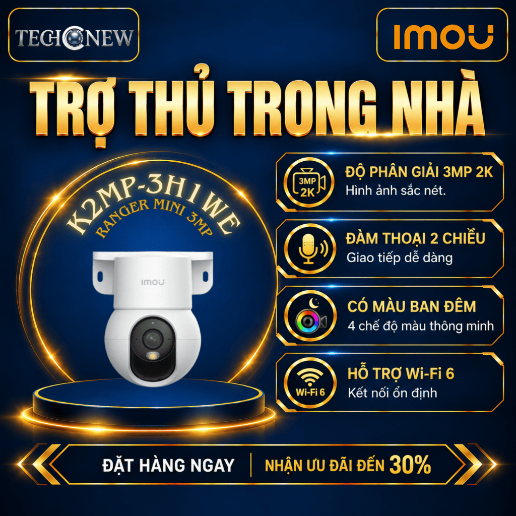 Camera Wifi IMOU Trong Nhà 3MP IPC-K2MP-3H1WE, IPC-K2MP-3H0WE Phát Hiện Người, Đàm Thoại 2 Chiều, Wi