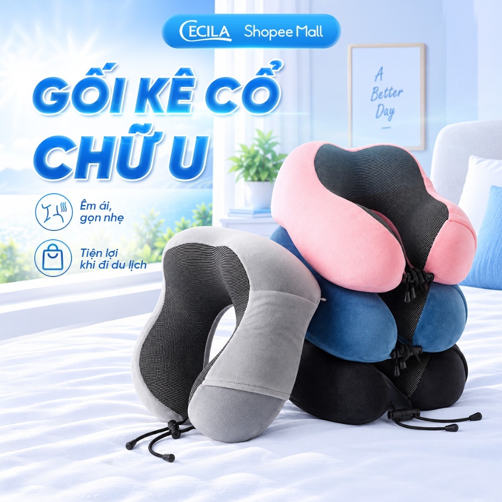 Gối kê cổ chữ U cao su non CECILA Gối Nệm Y Tế giúp giảm đau mỏi cổ cho dân…