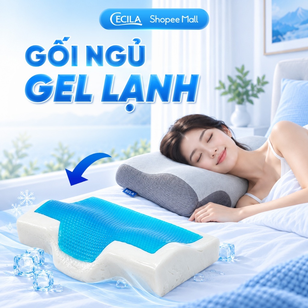 Gối cao su non người lớn CECILA thiết kế công thái học, hỗ trợ ngủ nhanh, giảm…