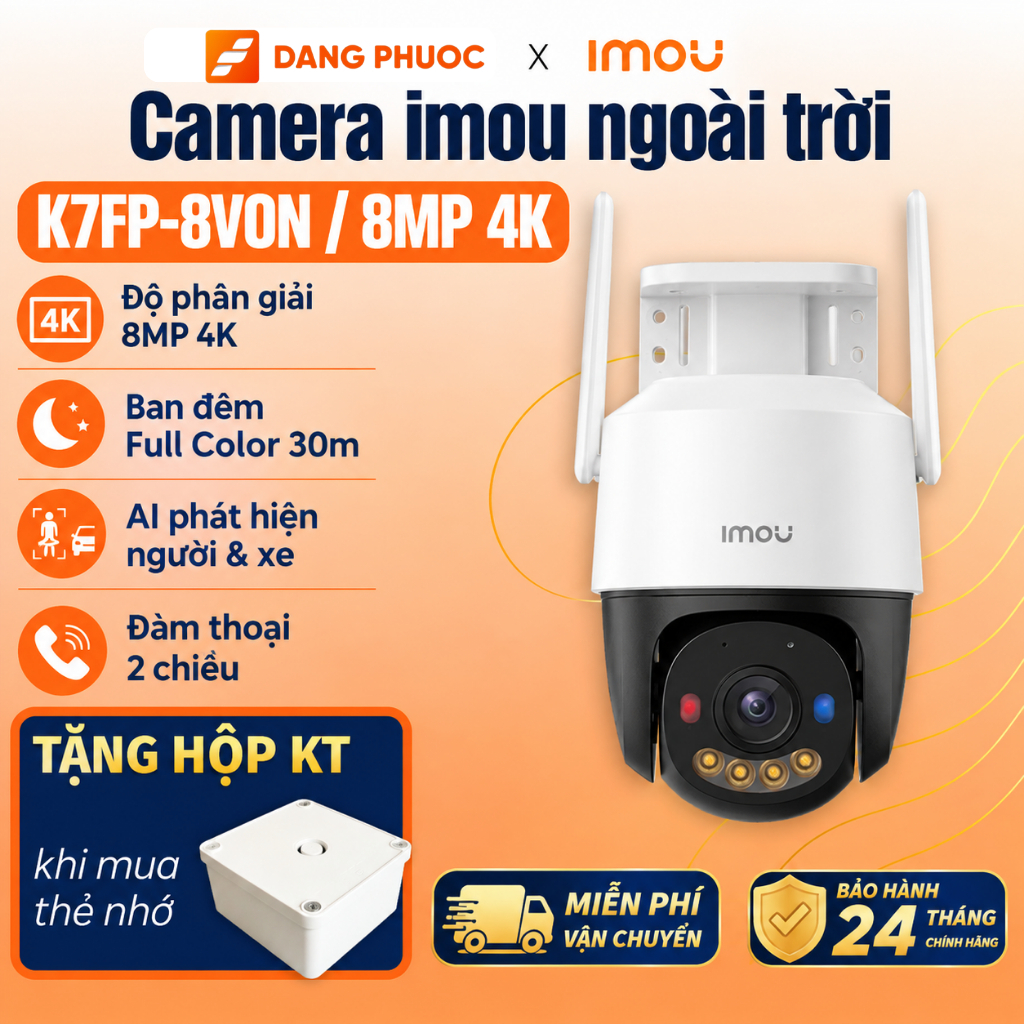 Camera IMOU ngoài trời K7FP 8MP/5MP/3MP (Cruiser SC) xoay 360 độ, K7FP (Cruiser SC 4G) dùng sim 4G