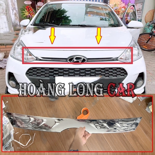 Ốp Viền Nắp Capo i10 2014 2015 2016 2017 2018 2019 2020 ( Bản Hatbach ) - Ốp Trang Trí Capo i10