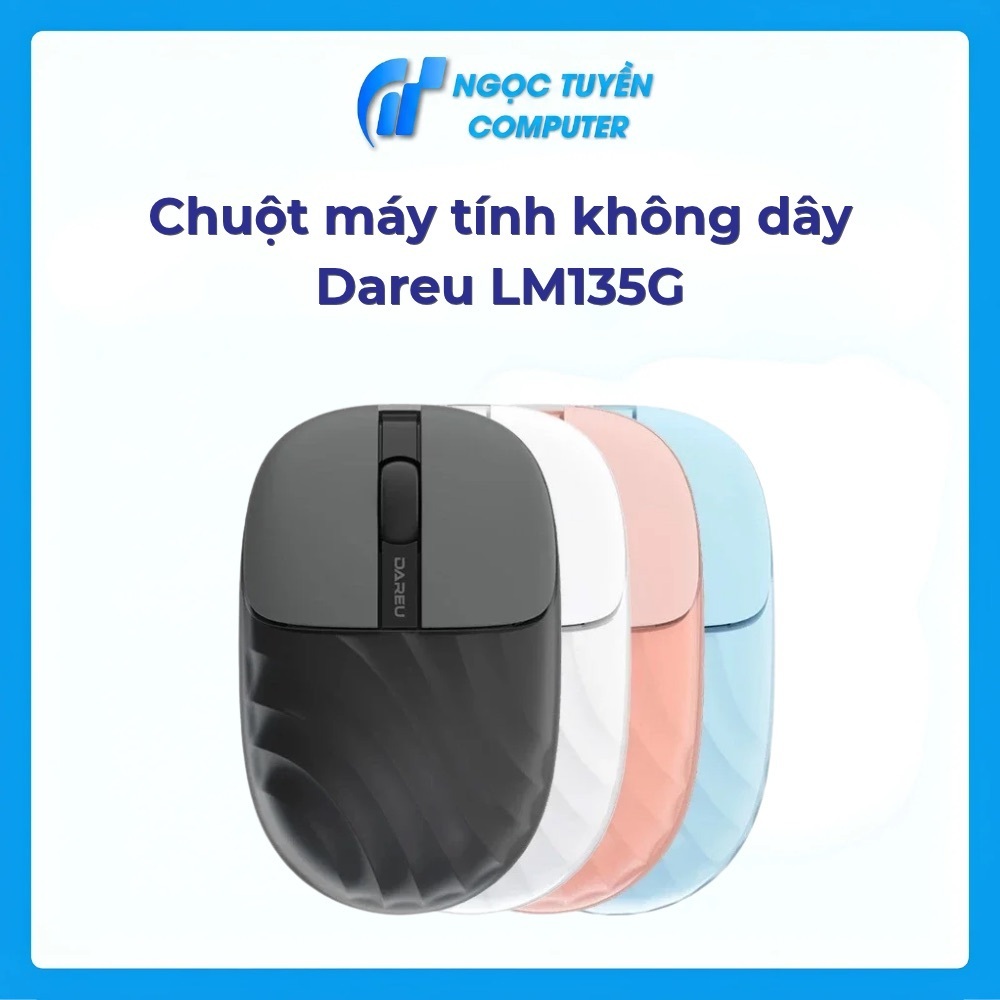 Chuột máy tính không dây DareU LM135G Silent 1200 DPI thiết kế đối xứng chống ồn cho văn phòng và là