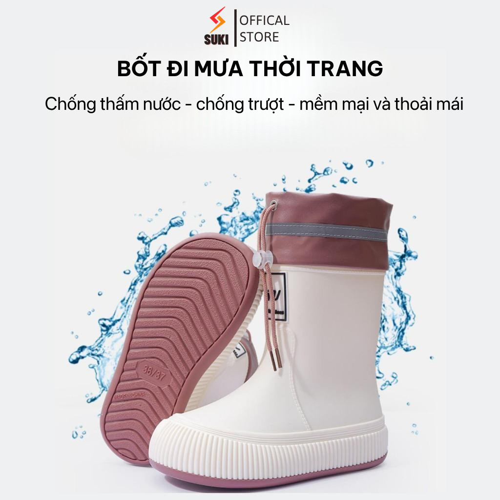 Bốt Đi Mưa Thời Trang, Ủng Đi Mưa Chống Thấm Nước,Chống Trơn Trượt,Phù Hợp Cho…