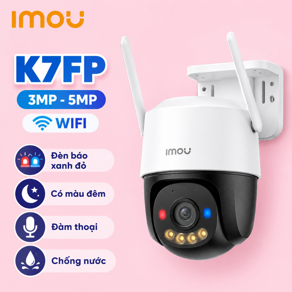 (TẶNG HKT)Camera IMOU WiFi  K7FP 3MP/5MP Ngoài Trời Hồng Ngoại 360° Phát Hiện Người