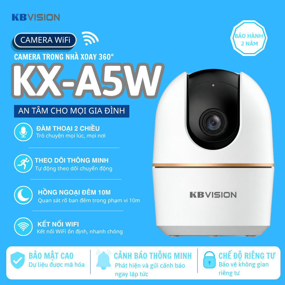 Camera IP Wifi KBVISION HOME KX-A3W 3MP KX-A5W 5MP Xoay 360 Độ Công Nghệ Wifi 6 Bảo Hành 2 Năm