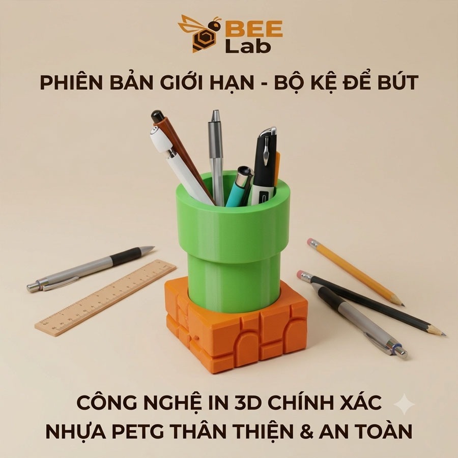 hộp đựng viết Mario, Hộp Đựng Bút In 3D Cao Cấp  – hộp đựng viết Decor bàn học, decor bàn làm việc