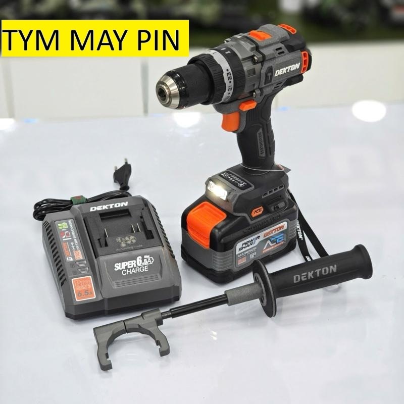 Máy khoan pin 160Nm, hiệu DEKTON, model M21-ID13160PROMAX; màu xanh / màu xám --- COMBO kèm pin 6Ah 