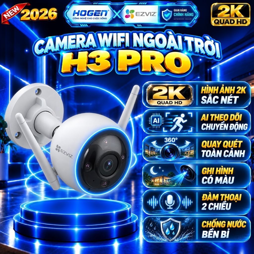 Camera Wifi Ezviz Ngoài Trời H3, C3W, H3C, C3N C3TN 1080P 2K 3K, Camera Màu Ban Đêm, Chính Hãng 24TH