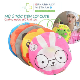 Mũ trùm tóc khi tắm bằng nilon in hình hoạt họa dễ thương, giúp ủ dưỡng tóc, spa tại nhà