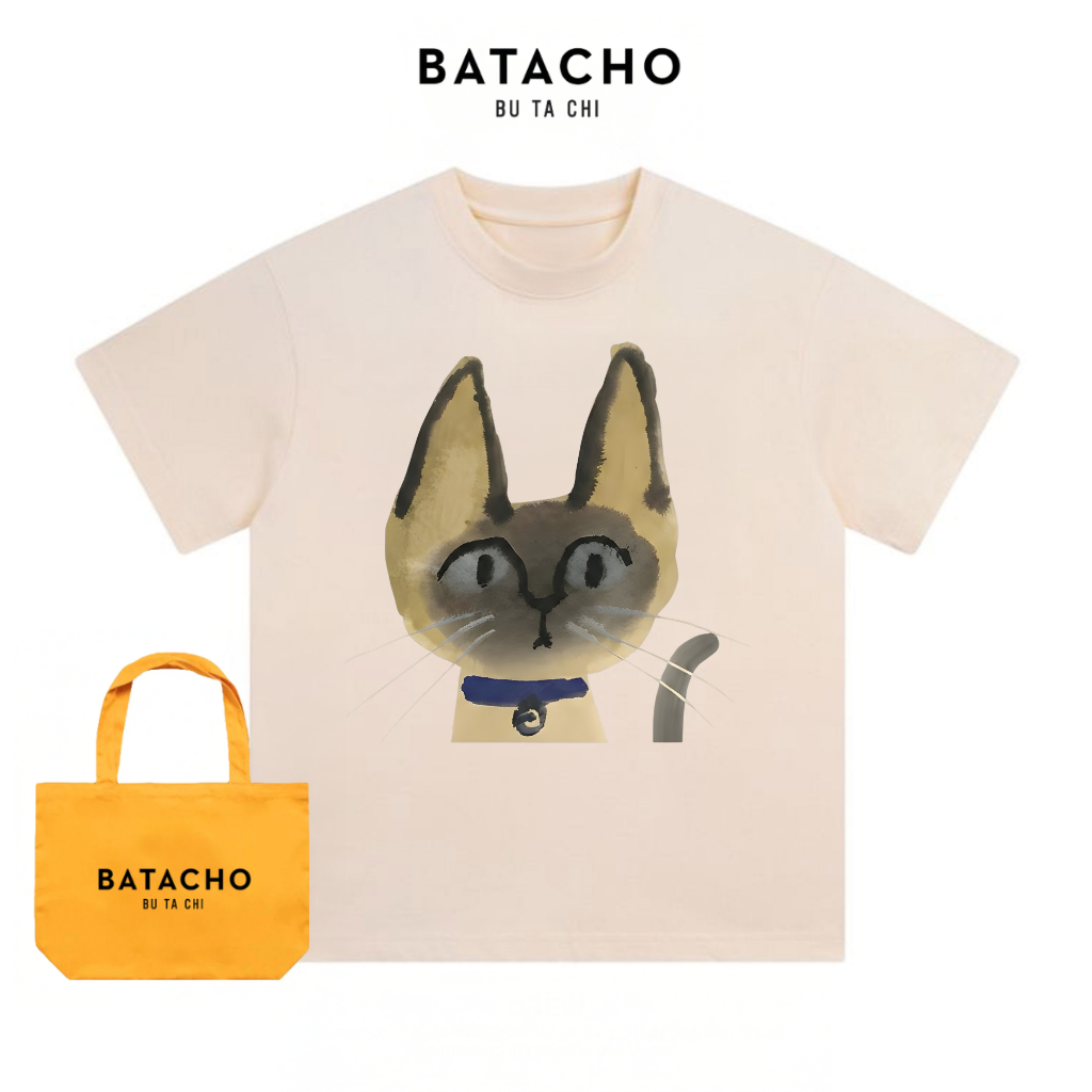 Áo thun cộc tay cao cấp BATACHO form Loose Fit họa tiết EGYPTIAN CAT vải cotton 30S sợi đôi chải kỹ 
