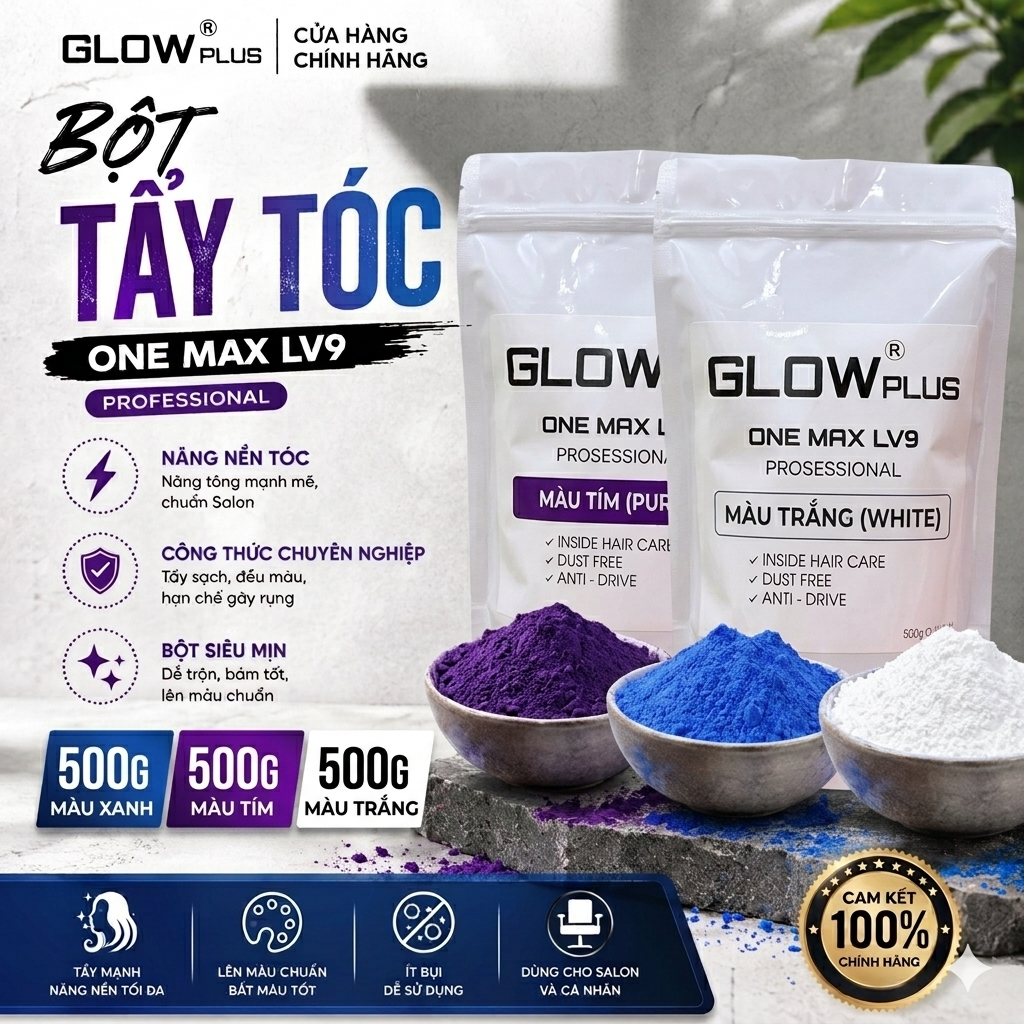 Bột Tẩy Tóc Promax Glow Skynos Plus Tẩy Mịn Khử Ánh Vàng 500g