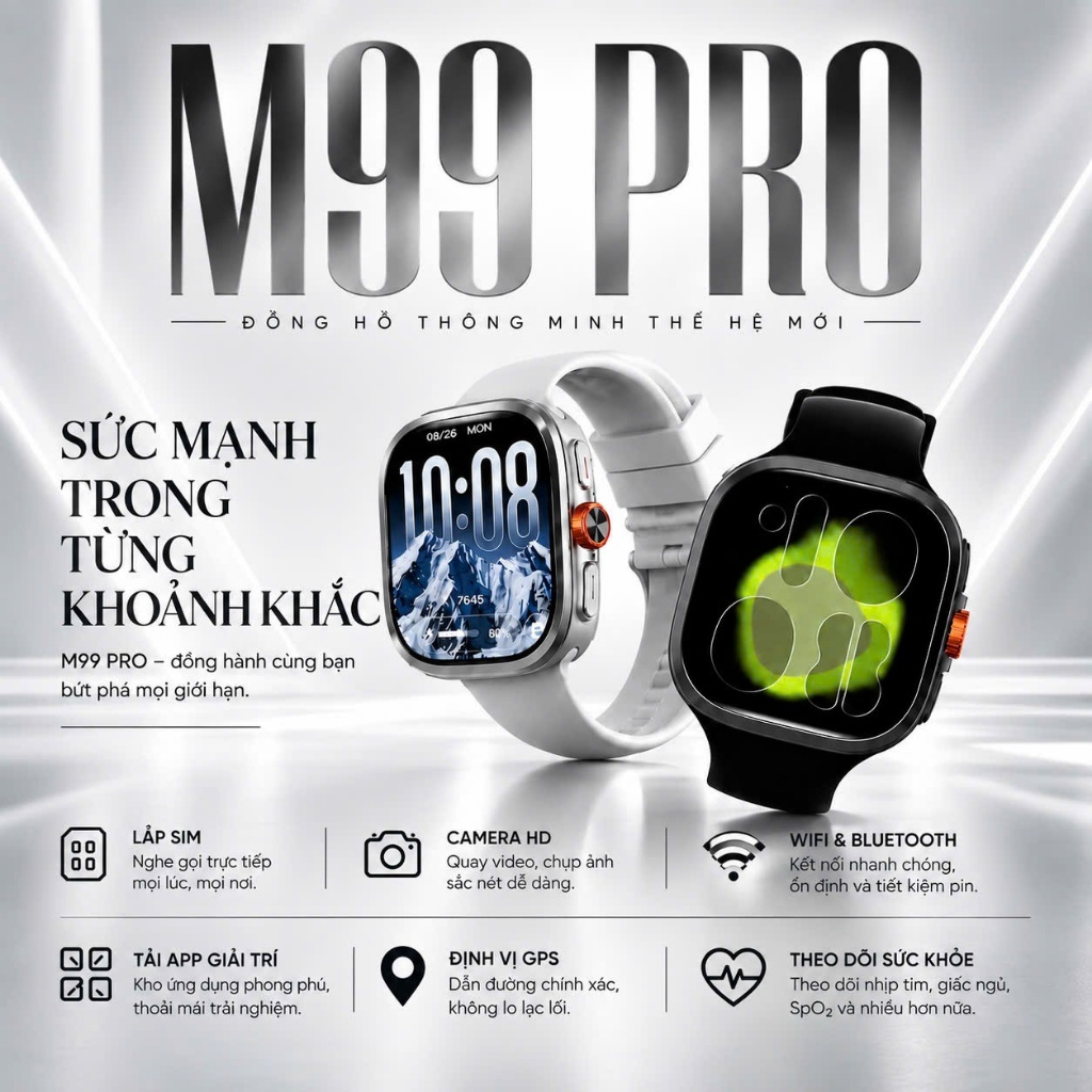 YBL-W010 Đồng Hồ Thông Minh M99 PRO SIM 5G SMART WATCH 256G Android 12.0 Màn Hình Super AMOLED 2.16 