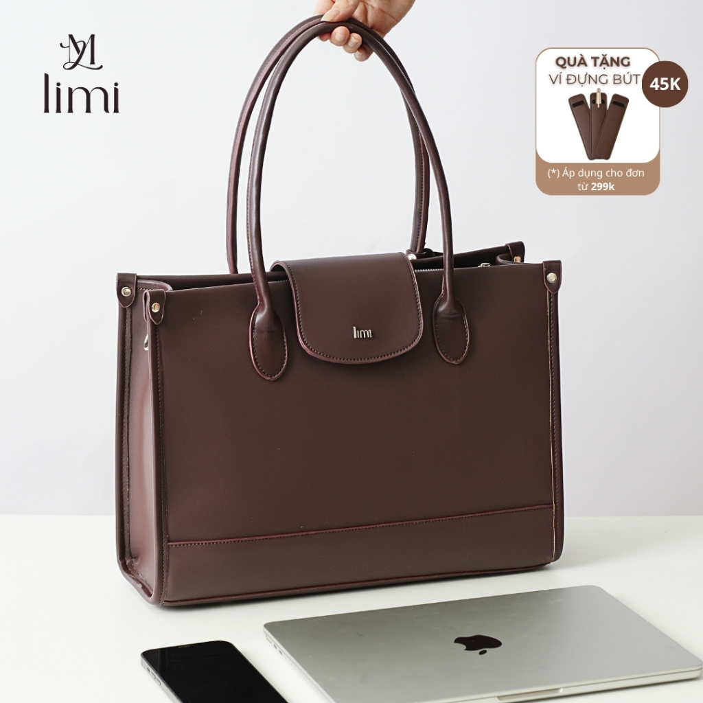 Túi xách nữ công sở LIMI (4 màu) đeo vai size to đựng laptop 15.6 inch A4 thời trang LINA