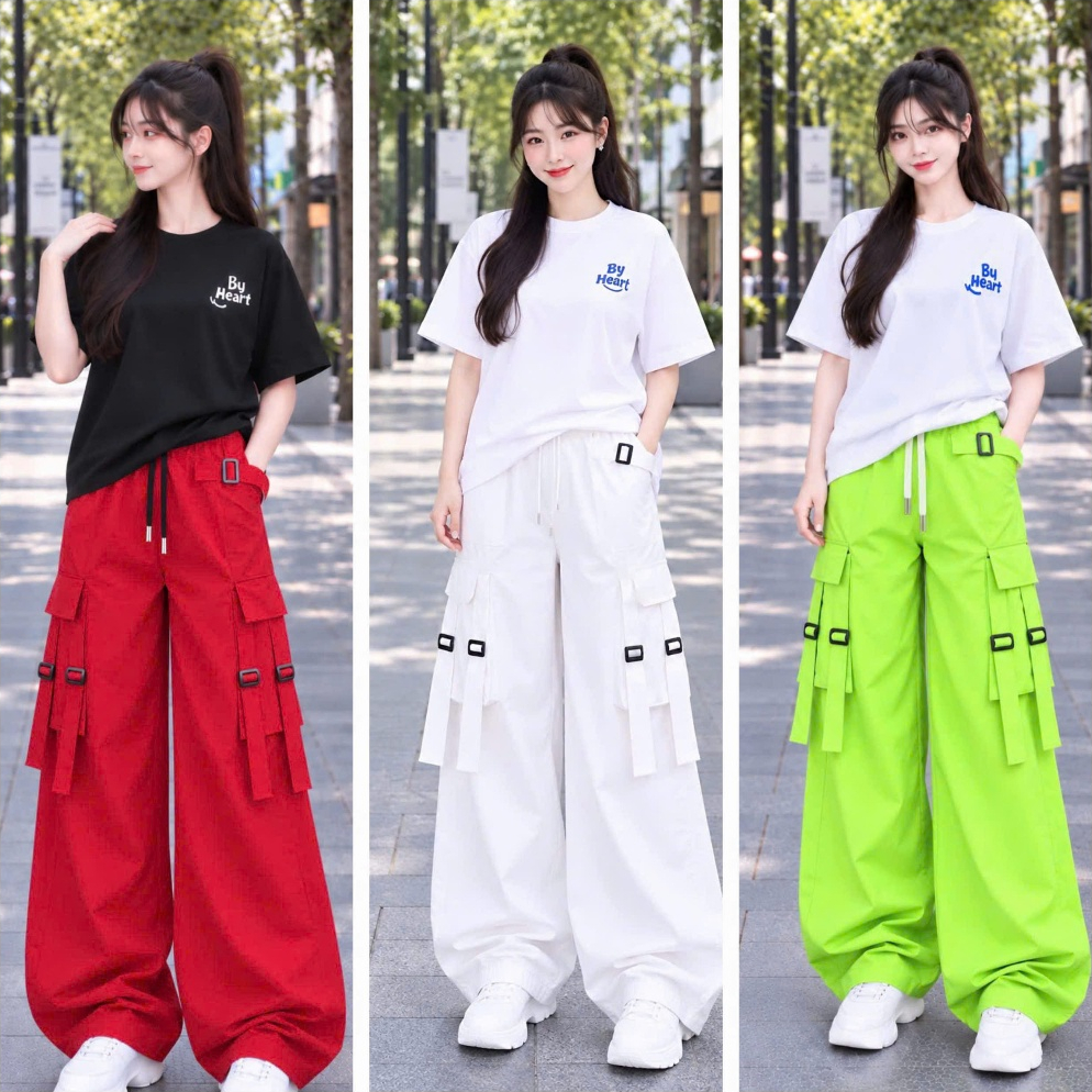 M06 - Bộ Quần Kaki Túi Hộp Phối Áo Cotton Phom Rộng Cá Tính Thể Thao Cho Nam Nữ (Có bán lẻ quần)