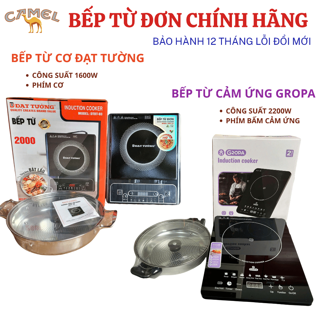 Bếp từ đơn , bếp từ đơn Đạt Tường ,bếp từ đơn Gropa hàng chính hãng bảo hành 12 tháng