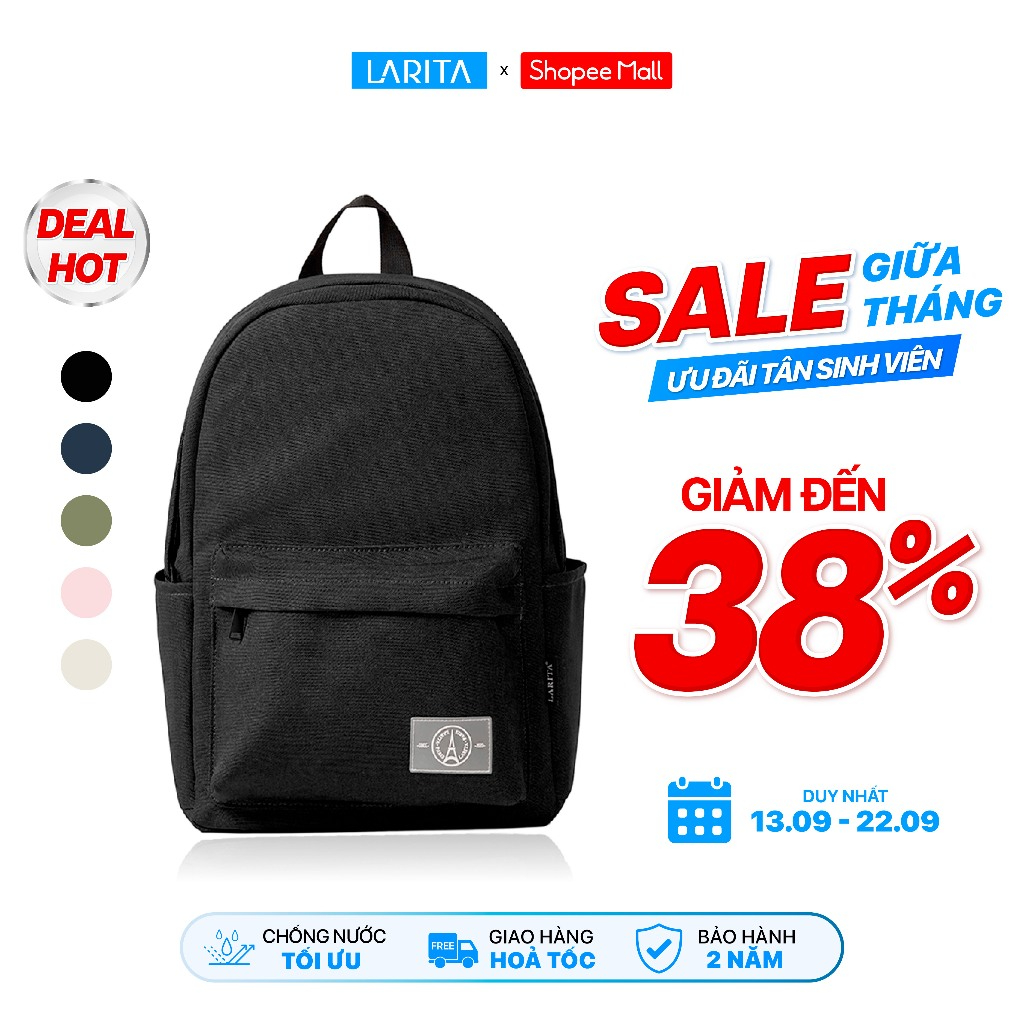 Balo Nam Nữ Larita CLASSIC BASIC 13" - Đựng Laptop 13 Inch, Nhỏ Gọn, Chất Liệu Vải Bền Bỉ, Kháng Nước Tối Ưu