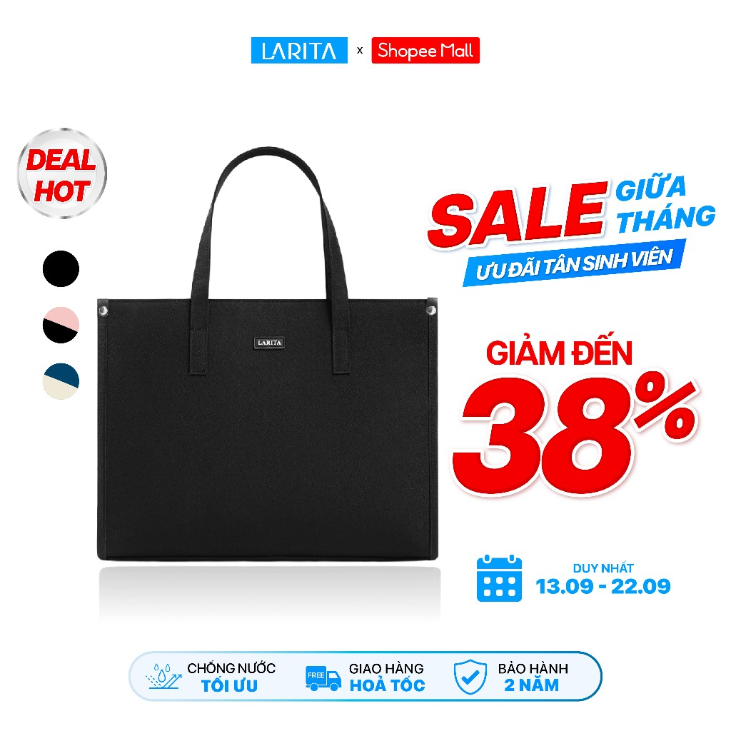 Túi Xách Nam Nữ Unisex Larita METRO WORK - Ngăn Chống Sốc Laptop 13 Inch, Dây Đeo Trợ Lực, Chất Vải Polyester Cao Cấp