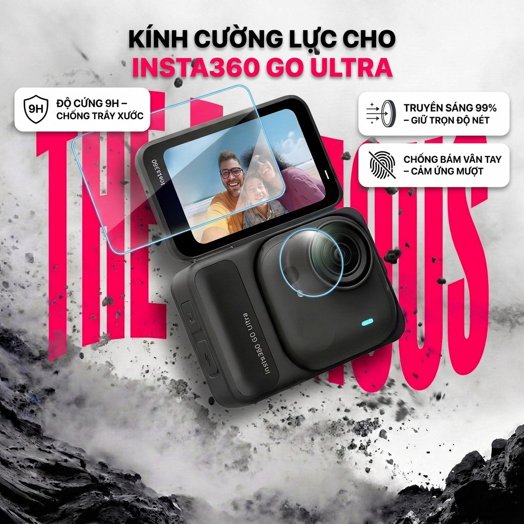 Kính Cường Lực Insta360 GO Ultra - Miếng Dán Bảo Vệ Màn Hình GO Ultra - Kính Trong Suốt GO Ultra