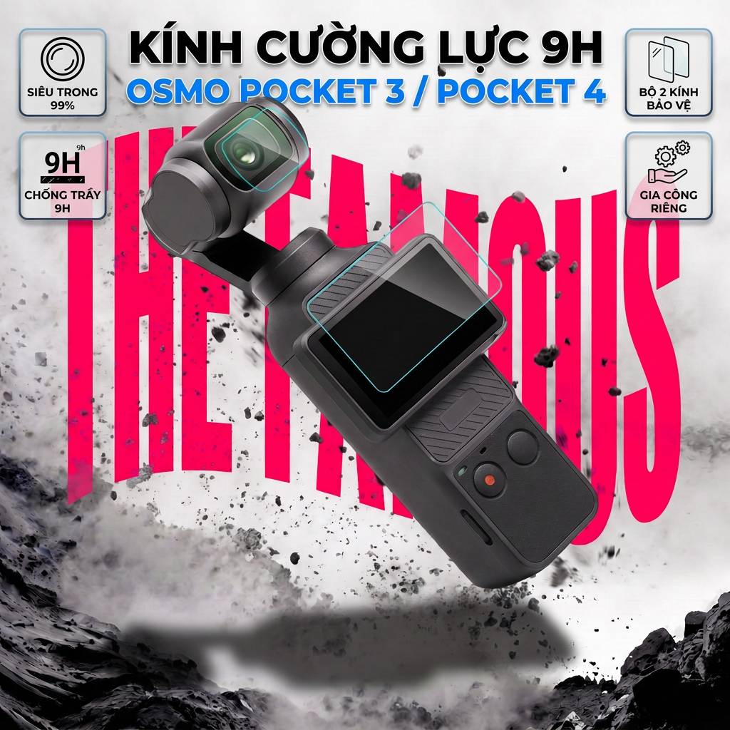 Kính Cường Lực Siêu Trong Độc Quyền Cho DJI Osmo Pocket 3/ Pocket 4 Bảo Vệ Ống…