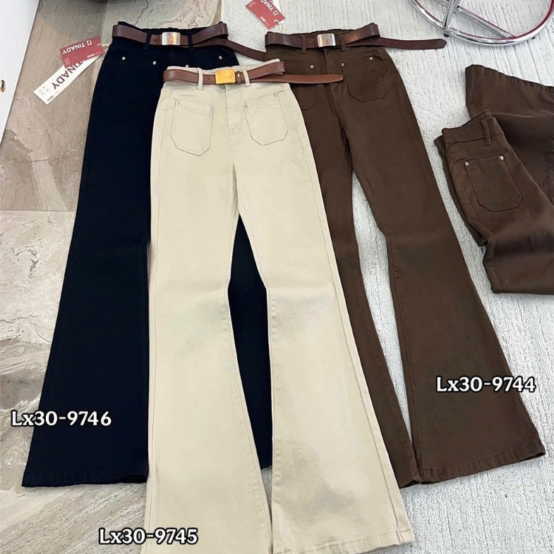 [ Loe Dài 103cm ] Quần Jean ống loe dài nữ quần bò đùi lưng cao 2 túi trứơc kiểu phom hack dáng thời trang