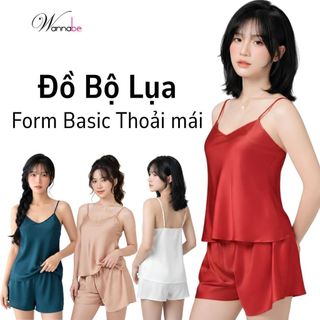 Đồ bộ mặc nhà WANNABE đồ đùi nữ quần sọt áo 2 dây basic đơn giản thoải mái chăm sóc giấc ngủ BS612