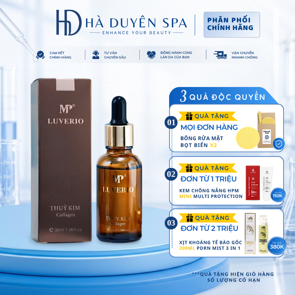Thủy kim số 4 Collagen LUVERIO MP1 30ml - Tinh chất dưỡng trắng collagen, cấp ẩm, phục hồi và tái tạ