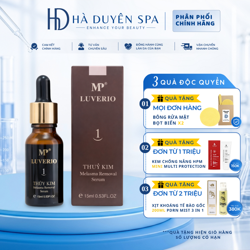 Thuỷ kim 1 - Tinh chất xoá nám mụn Luverio số 01 MP1 15ml