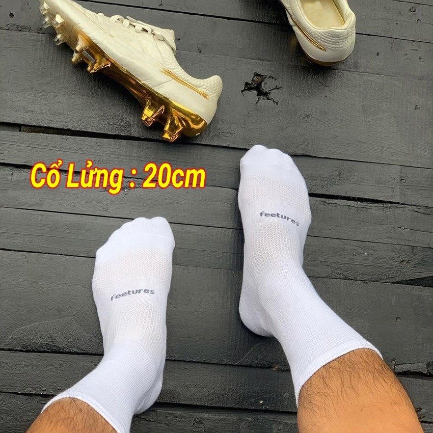 Tất nam đá bóng Feetures cổ cao dài 20cm. Vớ thể thao cổ lửng chất liệu 83%…