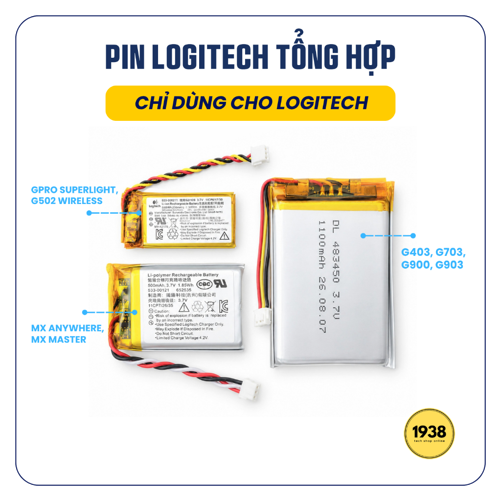 Pin Sạc Chuột Logitech Tổng Hợp (G Pro X Superlight, G703, G903, MX Anywhere Master...)