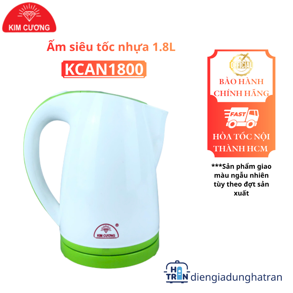 Ấm siêu tốc nhựa 1.8L Kim Cương KCAN1800