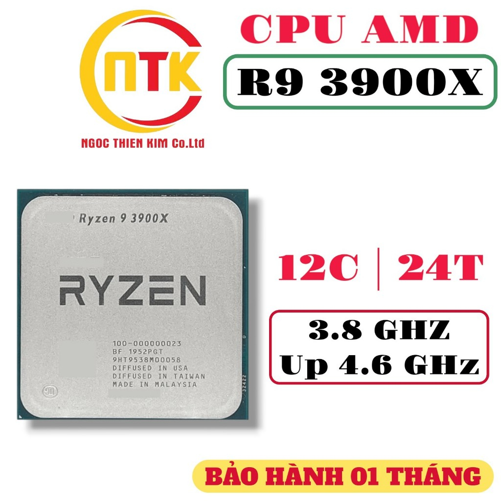 CPU AMD AM4 RYZEN 9 3900X, R9 3900X - QUA SỬ DỤNG. BẢO HÀNH 01 THÁNG.