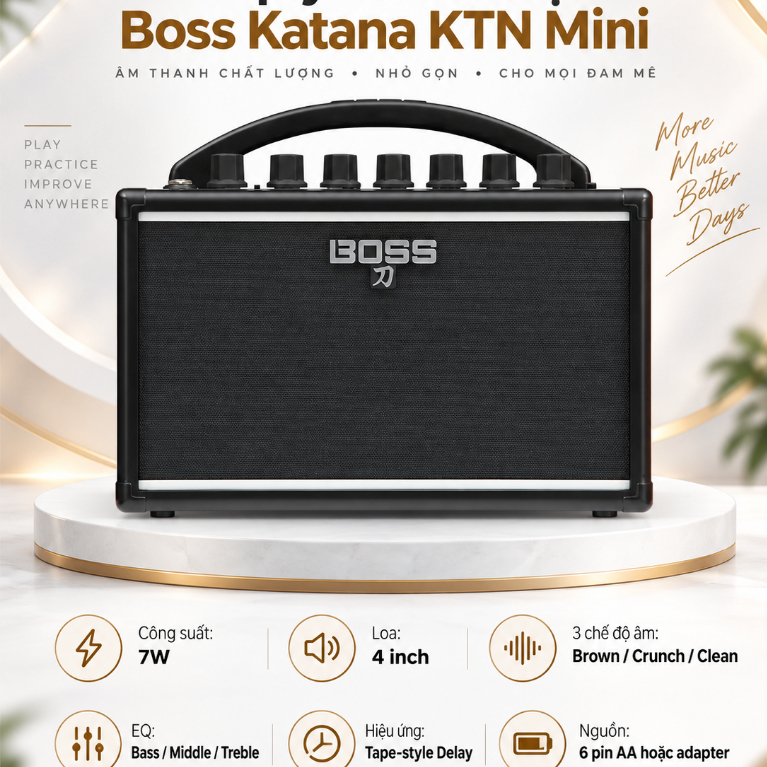 BOSS KATANA-MINI KTN-MINI – Amply Guitar Điện 7W Nhỏ Gọn