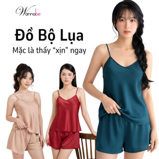 Đồ bộ mặc nhà nữ lụa WANNABE đồ bộ sọt áo 2 dây basic đơn giản thoải mái chăm sóc giấc ngủ BS612