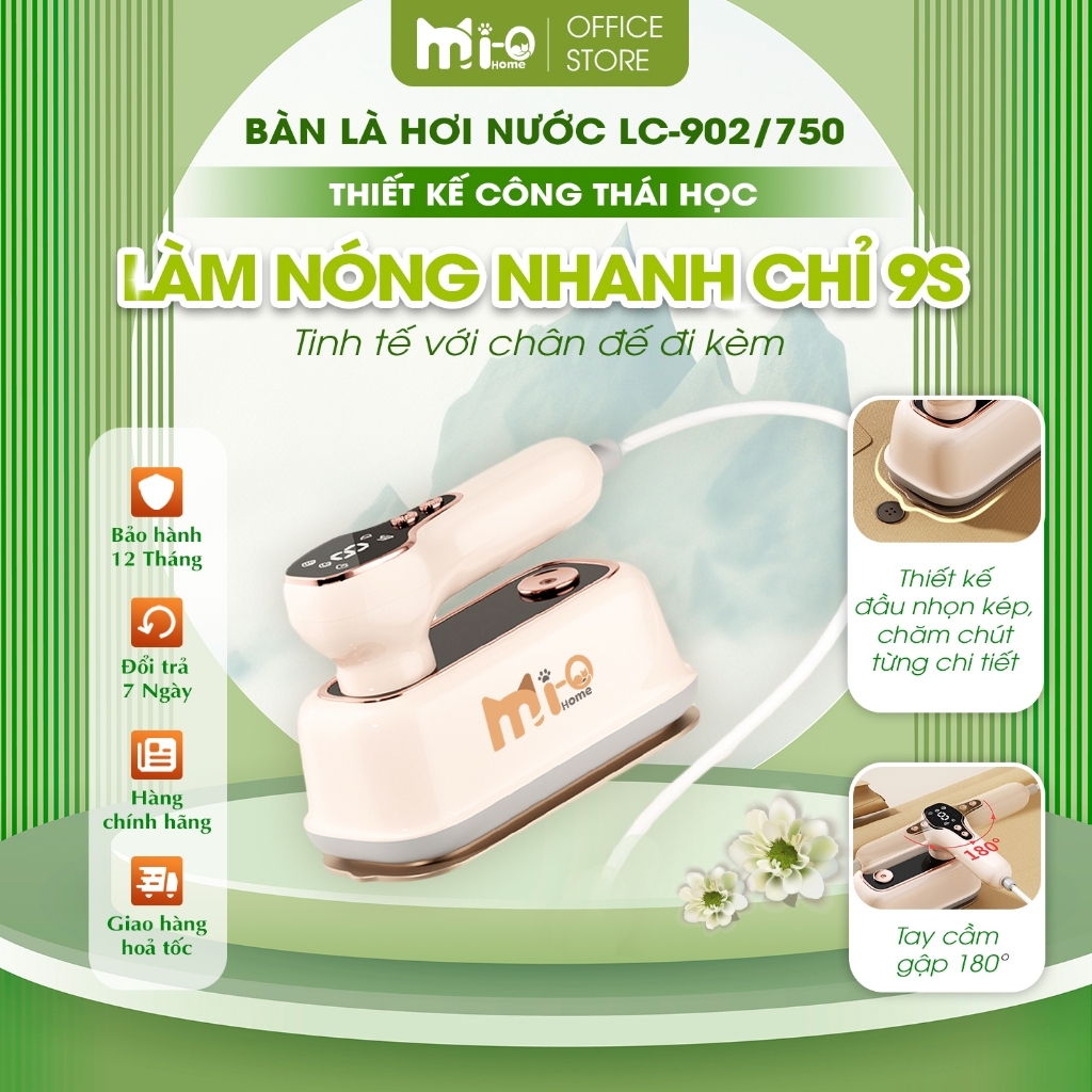 Bàn Là Hơi Nước Cầm Tay Mi-Ohome LC-902 Chính Hãng | Bàn Ủi Hơi Nước Mini Ủi Nhanh Phẳng Quần Áo | Ủ